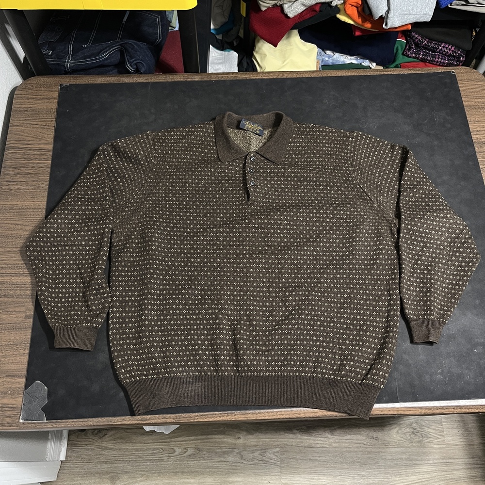 Vintage Brooks Brothers Merino Wool Sweater Mens XL Birdseye Nordic Fair isle